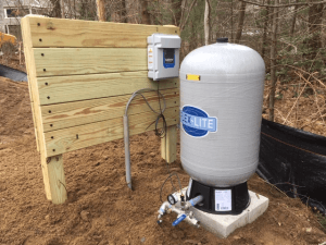 Flex-Lite Water storage tank, outdoor installation for an irrigation well.